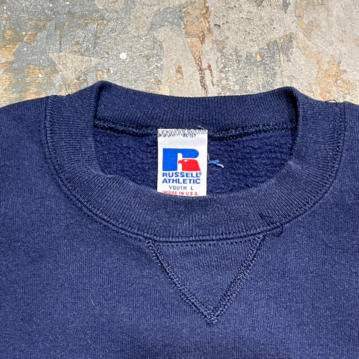 #3556 古着/Russell/ラッセル/Crewneck sweat/クルーネックスウェット/ブランクスウェット/無地/MADE IN U.S.Aサイズ YOUTH L