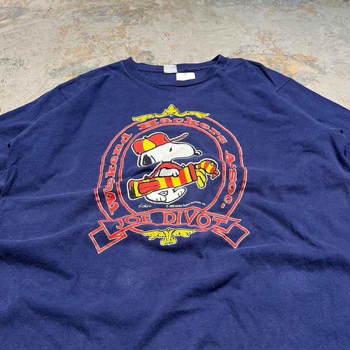 #4533 古着 unknow/short sleeve print t-shirt Tee/半袖プリントTシャツ/シングルステッチ/スヌーピープリント/サイズ2XL相当