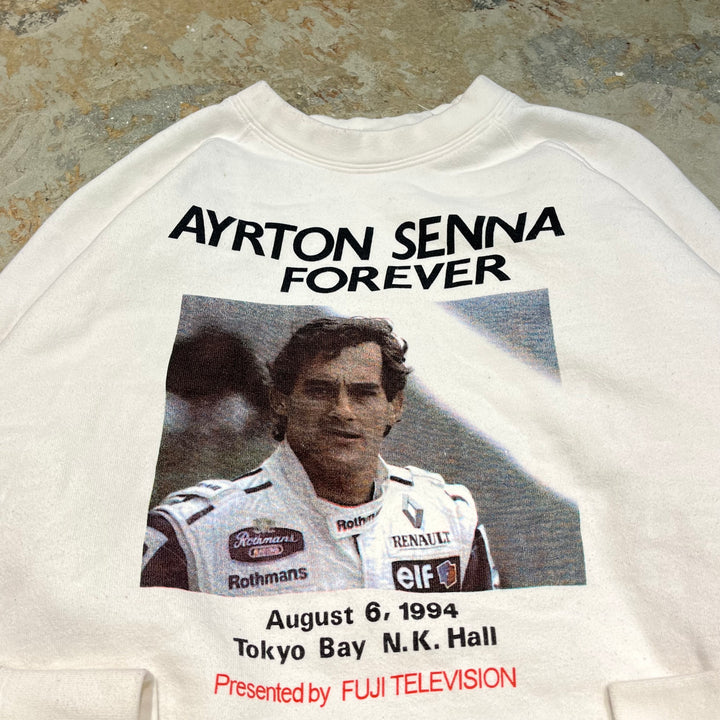 #4065 古着 Unknow/Crew neck sweat/クルーネックスウェット/AYRTON SENNA FOREVER/サイズF