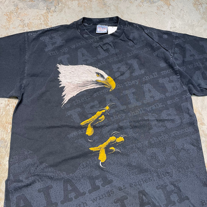 #4844 古着 90's USA製 鷲プリント/アニマルプリントTシャツ/ヴィンテージ/シングルステッチ/サイズXL