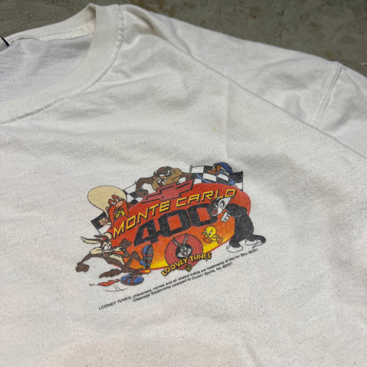 #4815 Used clothing 01's Rooney Tunes/WB/Monte Carlo/Racing style/Long T-shirt/Single stitch/Size XL equivalent