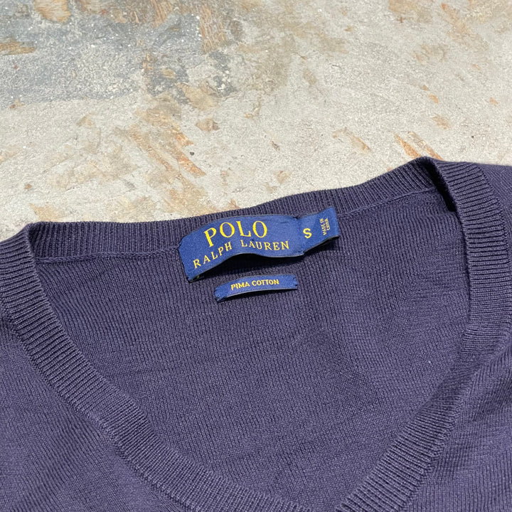 #3715 古着 POLO by Ralph Lauren/ラルフローレン / PIMA Cotton knit V Neck Sweatrer Shirts/ピマコットLンニットVネックセーター/サイズS