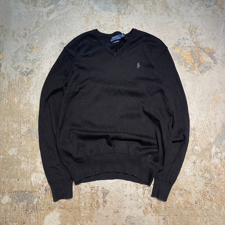 #3712 古着 POLO by Ralph Lauren/ラルフローレン / PIMA Cotton knit V Neck Sweatrer Shirts/ピマコットLンニットVネックセーター/サイズM