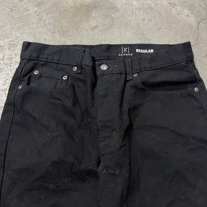 #4203 古着 GEORGE/Black Denim Pants/ブラックデニムパンツ/ストレートパンツ/サイズ33×32