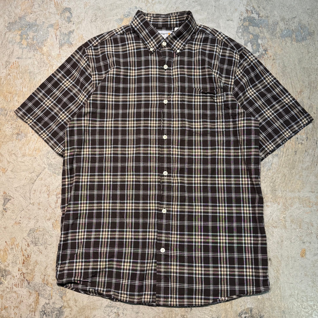 Used clothing carhartt/Carhartt/Button-down short sleeve shirt/Checked pattern/Size L