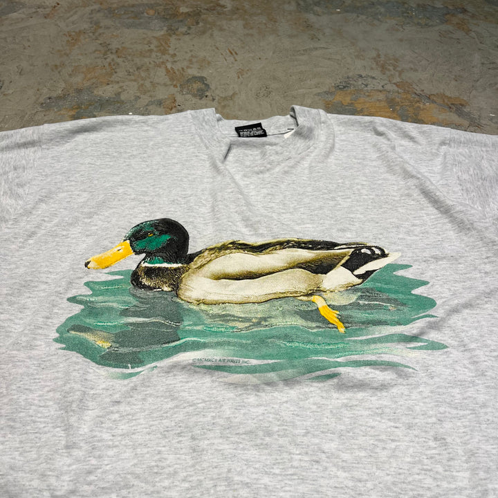 古着 90's フルーツオブザルーム/DUCK/鴨/アート/ヴィンテージ シングルステッチ プリントTシャツ/サイズL
