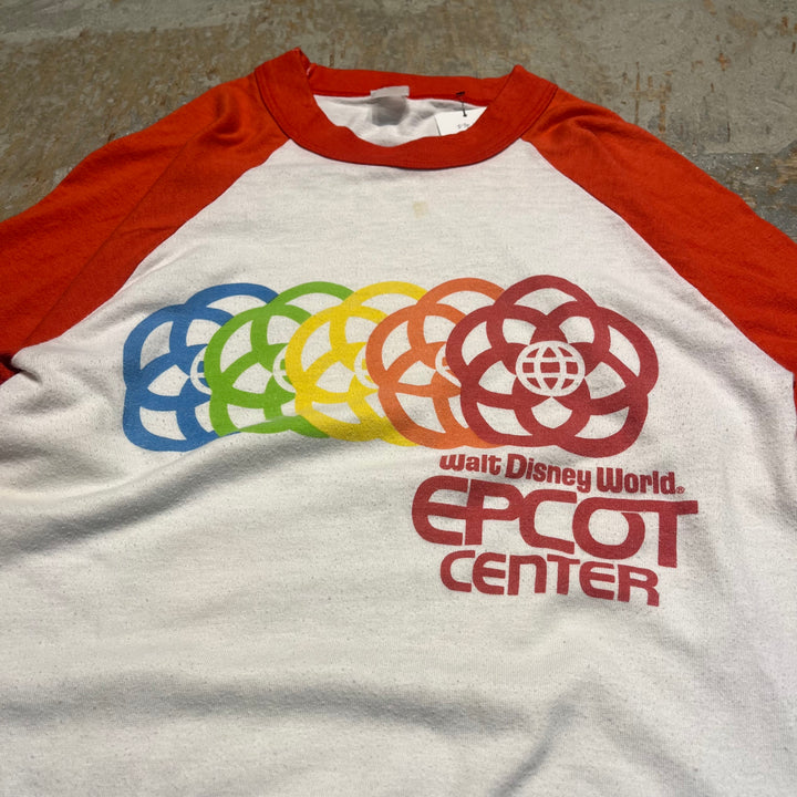 #4800 古着 ディズニー•ワールドリゾート•エプコット/ヴィンテージ シングルステッチ•ラグラン半袖Tシャツ/サイズM相当