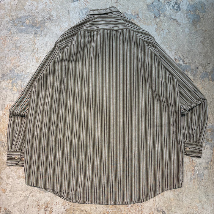 미국에서 만든 중고 의류 Carhartt/Carhartt/Button-Down 긴 소매 셔츠/스트라이프 패턴/크기 L