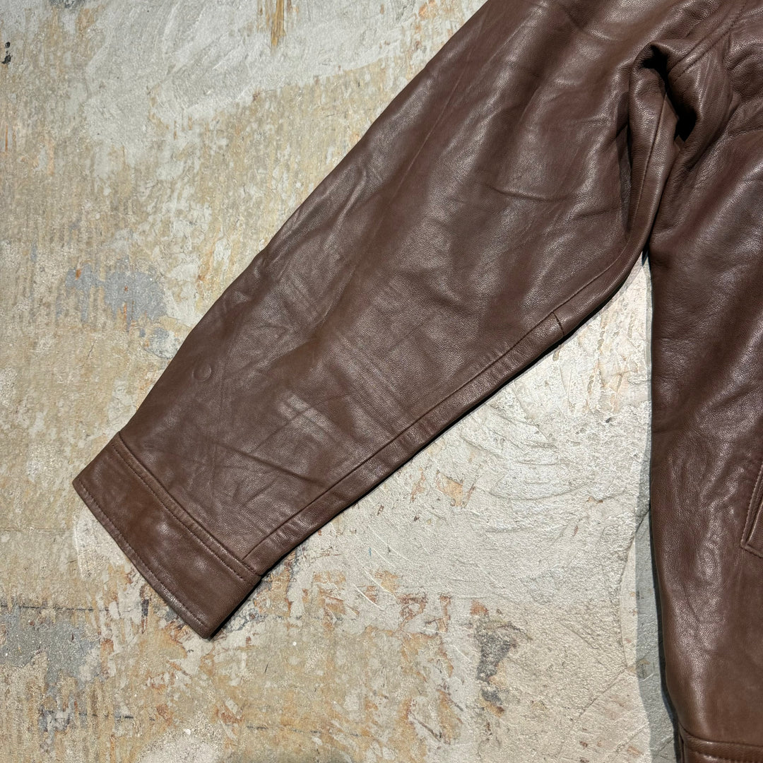 Used clothing 90's POLO by Ralph Lauren/ Polo Ralph Lauren/ Lamb leather swing top jacket/ Houndstooth/ Size L