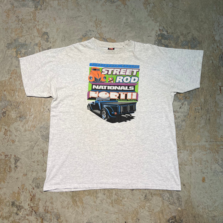古着 USA製 90's NSRA(National Street Rod Association) / ミシガン州 カラズマー / ヴィンテージ シングルステッチ プリントTシャツ/サイズXL