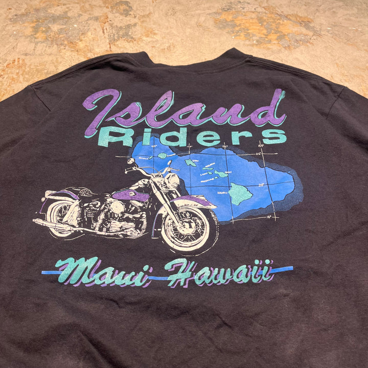 古着 USA製 アメリカンスチール/アイスランド/ライダース/マウイ・ハワイ/バイク/Tシャツ/サイズL