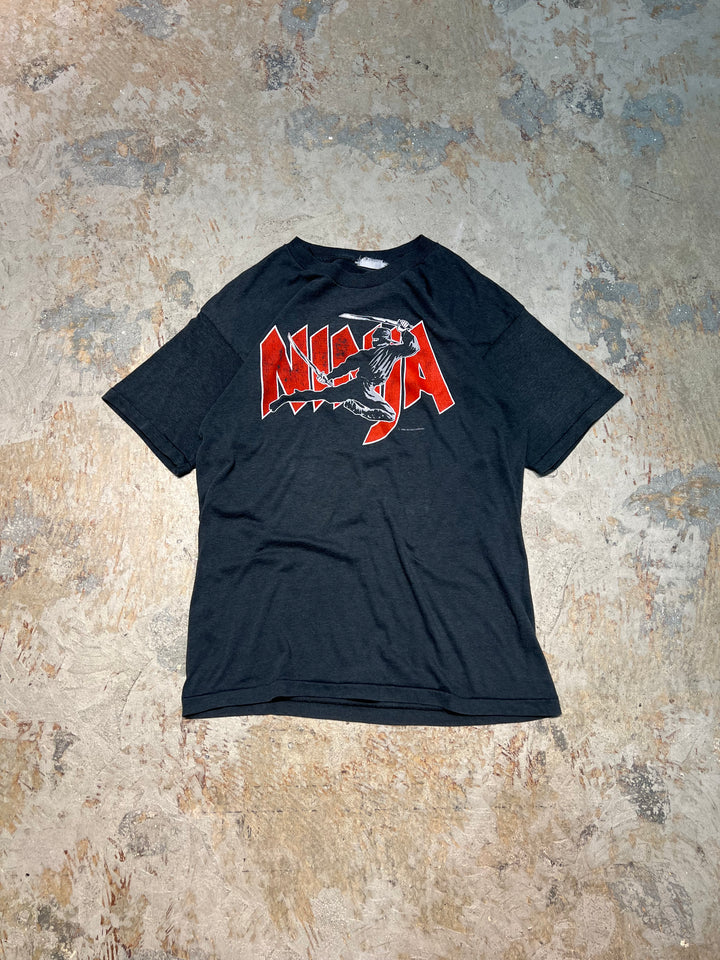 #MA148 古着  86's NINJA/ 忍者 /  ヴィンテージ シングルステッチ プリントTシャツ/サイズL相当