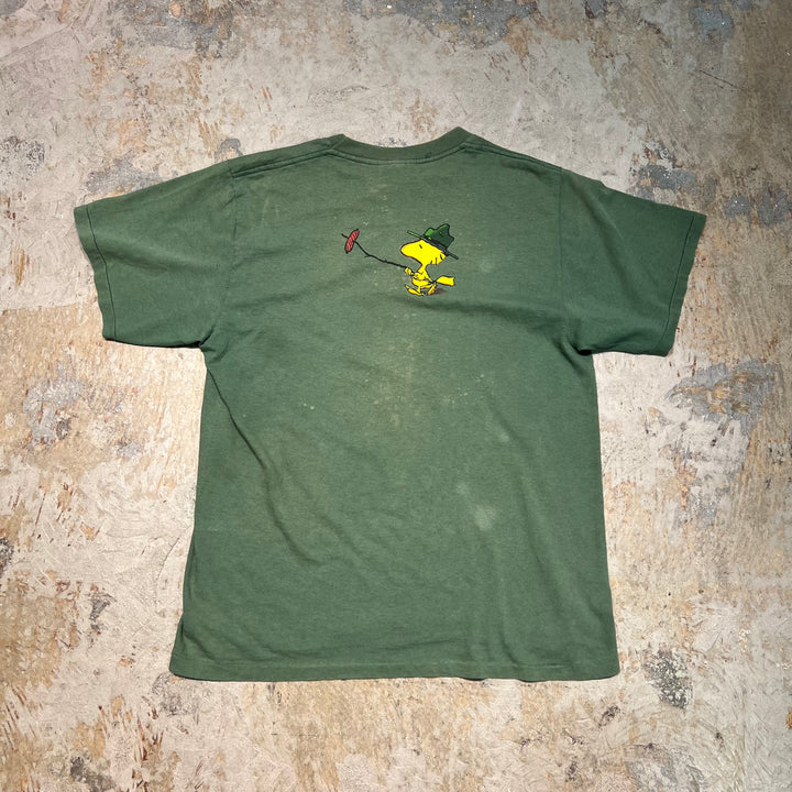 古着 スヌーピー/ハッピーキャンパー/ヴィンテージ シングルステッチプリントTシャツ/サイズL