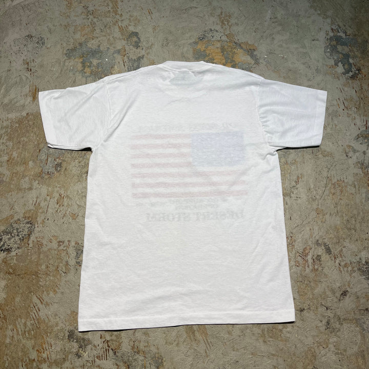 古着 USA製  90's~ スクリーンスターズ/ゴッド・ブレス・アメリカ 私は1991年1月16日砂漠の嵐作戦を支持します/ヴィンテージ シングルステッチ プリントTシャツ/サイズL