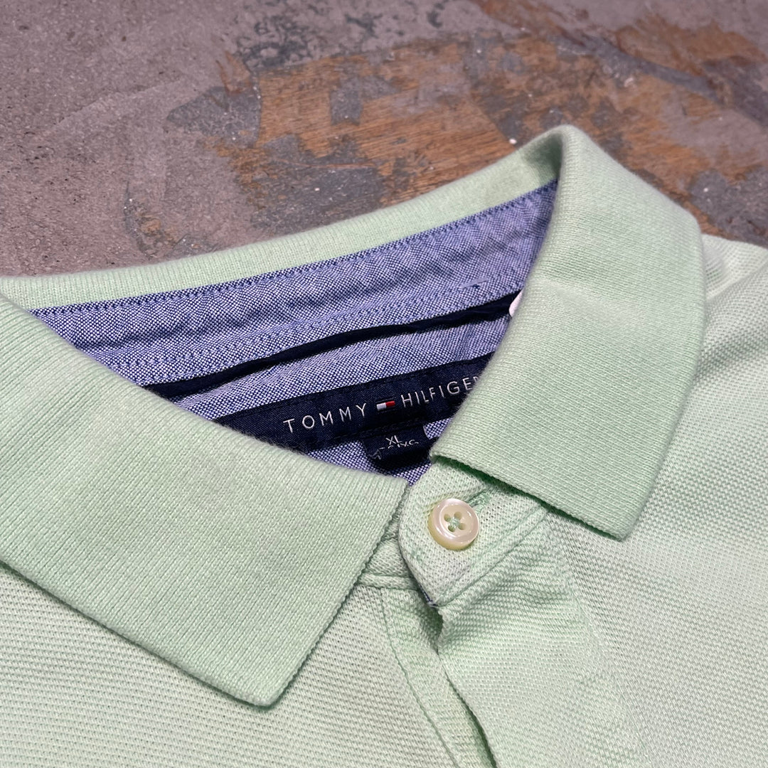 #4359 빈티지 Tommy Hilfiger/S/S Seed Stitches 폴로 셔츠/하프 오줌 폴로 셔츠/사이즈 XL