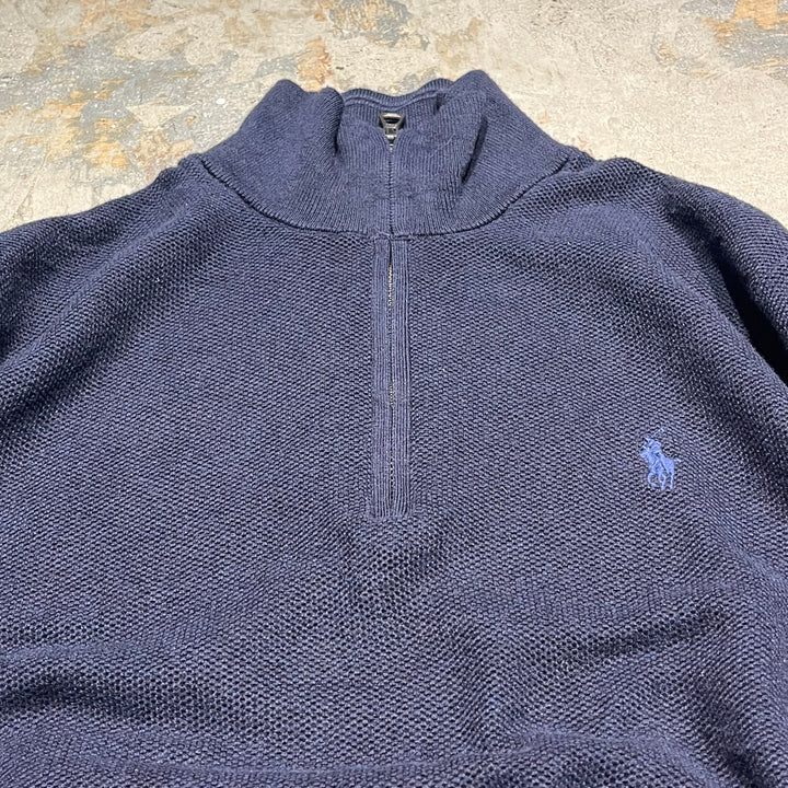 #3895 Ralph Lauren/Cotton Knit Half Zip Swiever Cotton Knit Zip/Size M의 사용 의류 폴로