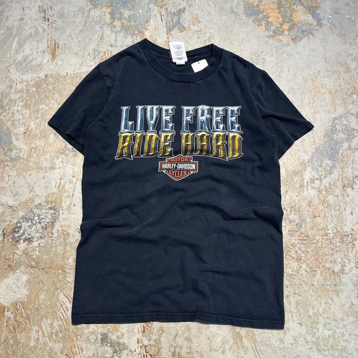 古着 Harley-Davidson/ハーレー ダビッドソン/LIVE FREE RIDE HARD/プリントTシャツ サイズS
