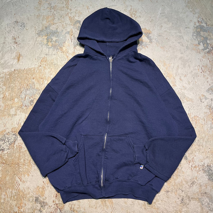 #3576 古着/Russell/ラッセル/Blank Zip Parker/ブランクジップパーカー/無地/サイズXL