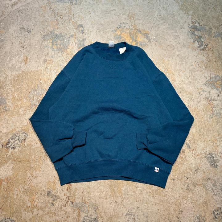 미국 80 년대에서 만든 중고 의류 ~ Russell Athletic/ Russell Athletic/ Blank Crew Neck Sweatshirt/ Plain/ Front V Gusset/ Size L