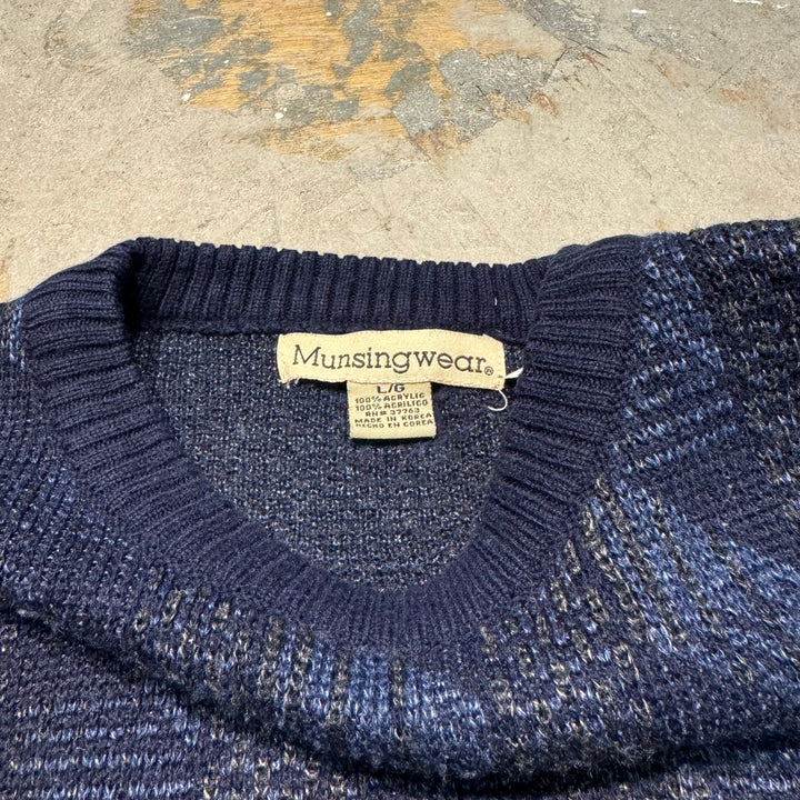 Used clothing MUNSINGWEAR/ Crew neck knit sweater/ All-over pattern/ Size L