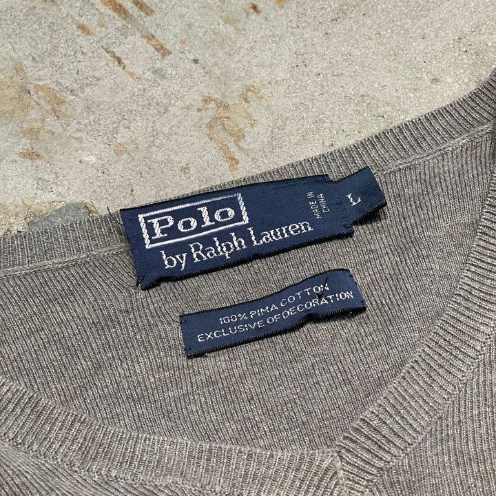 #3688古着/ラルフローレン/POLObyRalphLauren/コットンニット/Cottonknit/Vネック/サイズL