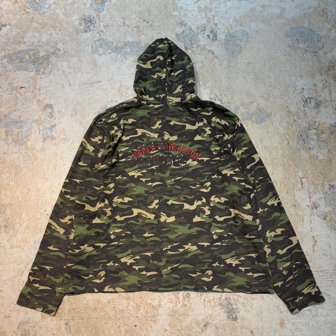Used clothing HARLEY-DAVIDSON/ Harley Davidson/ Zip-up hoodie/Original camouflage/Size equivalent to L