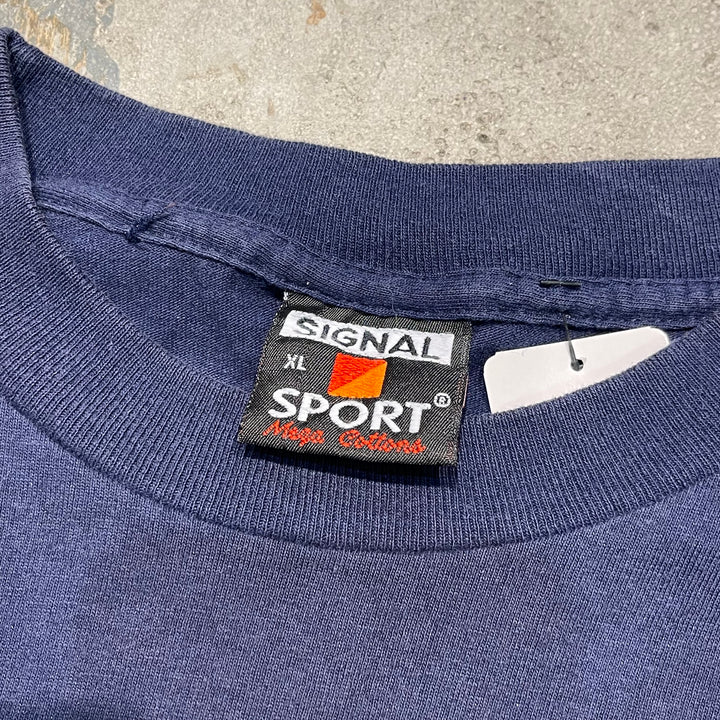 Used clothing 90's USA made SIGNAL SPORT / Sparrow / Single stitched printed T-shirt size XL