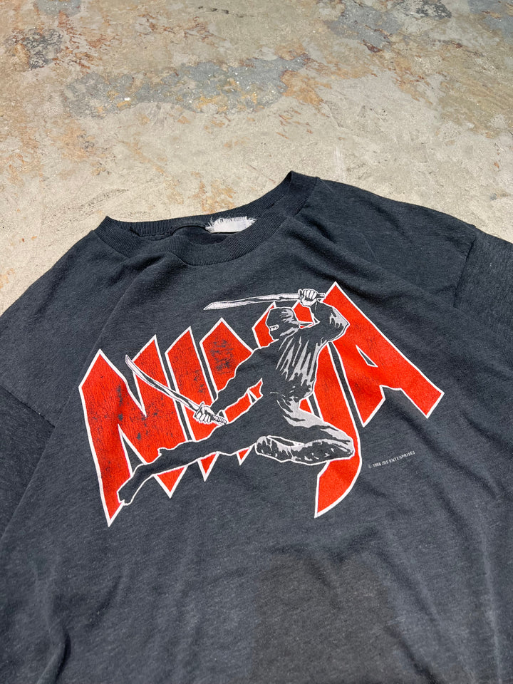 #MA148 古着  86's NINJA/ 忍者 /  ヴィンテージ シングルステッチ プリントTシャツ/サイズL相当