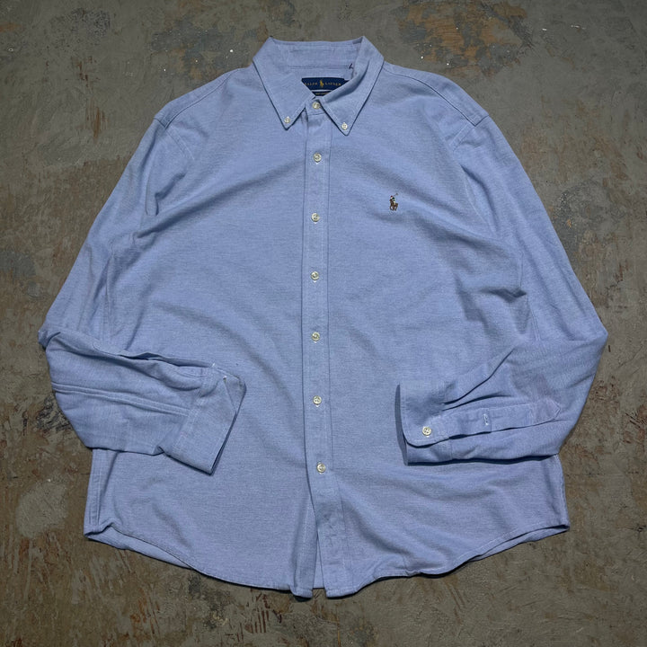 #4381 古着 Ralph Lauren/ラルフローレン/Long Sleeve Butoon Down Shirt /長袖ボタンダウンシャツ/KNIT OXFORD/オックスフォード/サイズXL