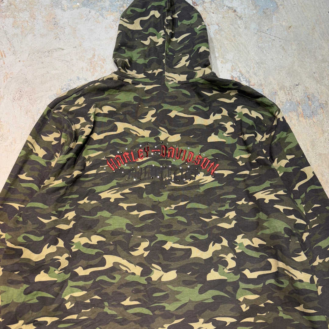 Used clothing HARLEY-DAVIDSON/ Harley Davidson/ Zip-up hoodie/Original camouflage/Size equivalent to L