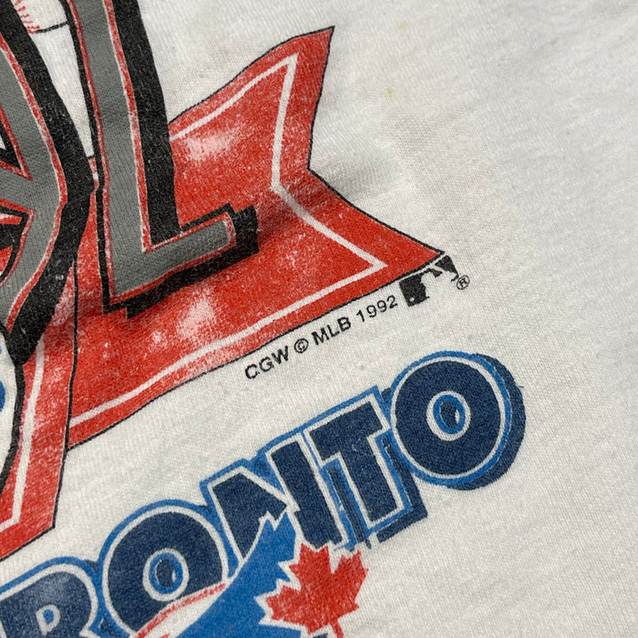 古着 92's USa製 MLB USAVINTAGE / World series / アトランタ・ブルーブス vs トロント・ブルージェイズ / 1992年 / ヴィンテージ シングルステッチ プリントTシャツ/サイズXL相当
