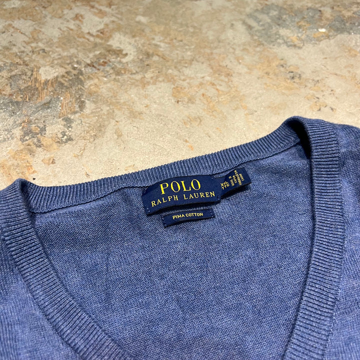 #3701古着/ラルフローレン/POLObyRalphLauren/コットンニット/Cottonknit/Vネック/サイズXXL