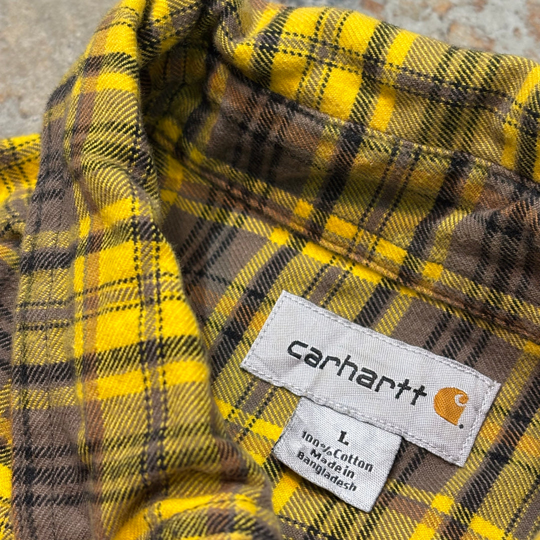중고 의류 Carhartt/Carhartt/Button-Down 긴 슬리브 셔츠/점검 패턴/크기 l