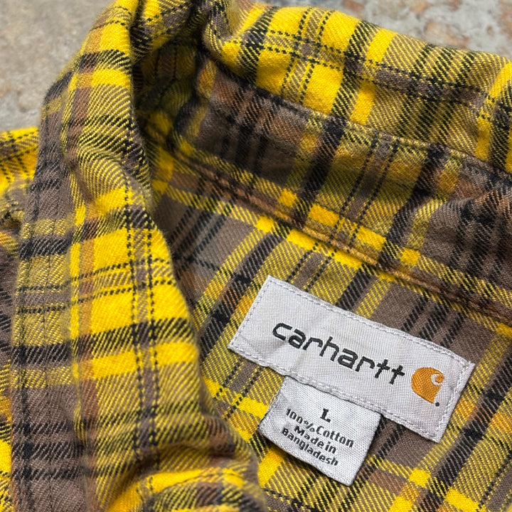 중고 의류 Carhartt/Carhartt/Button-Down 긴 슬리브 셔츠/점검 패턴/크기 l