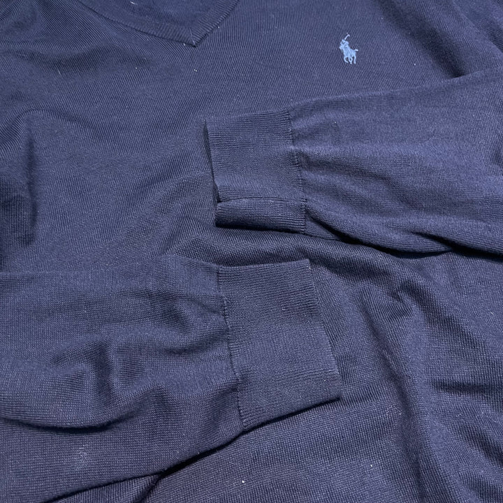 #3716 古着 POLO by Ralph Lauren/ラルフローレン / PIMA Cotton knit V Neck Sweatrer Shirts/ピマコットLンニットVネックセーター/サイズXL