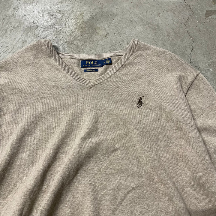 #3694古着/ラルフローレン/POLObyRalphLauren/コットンニット/Cottonknit/Vネック/サイズL