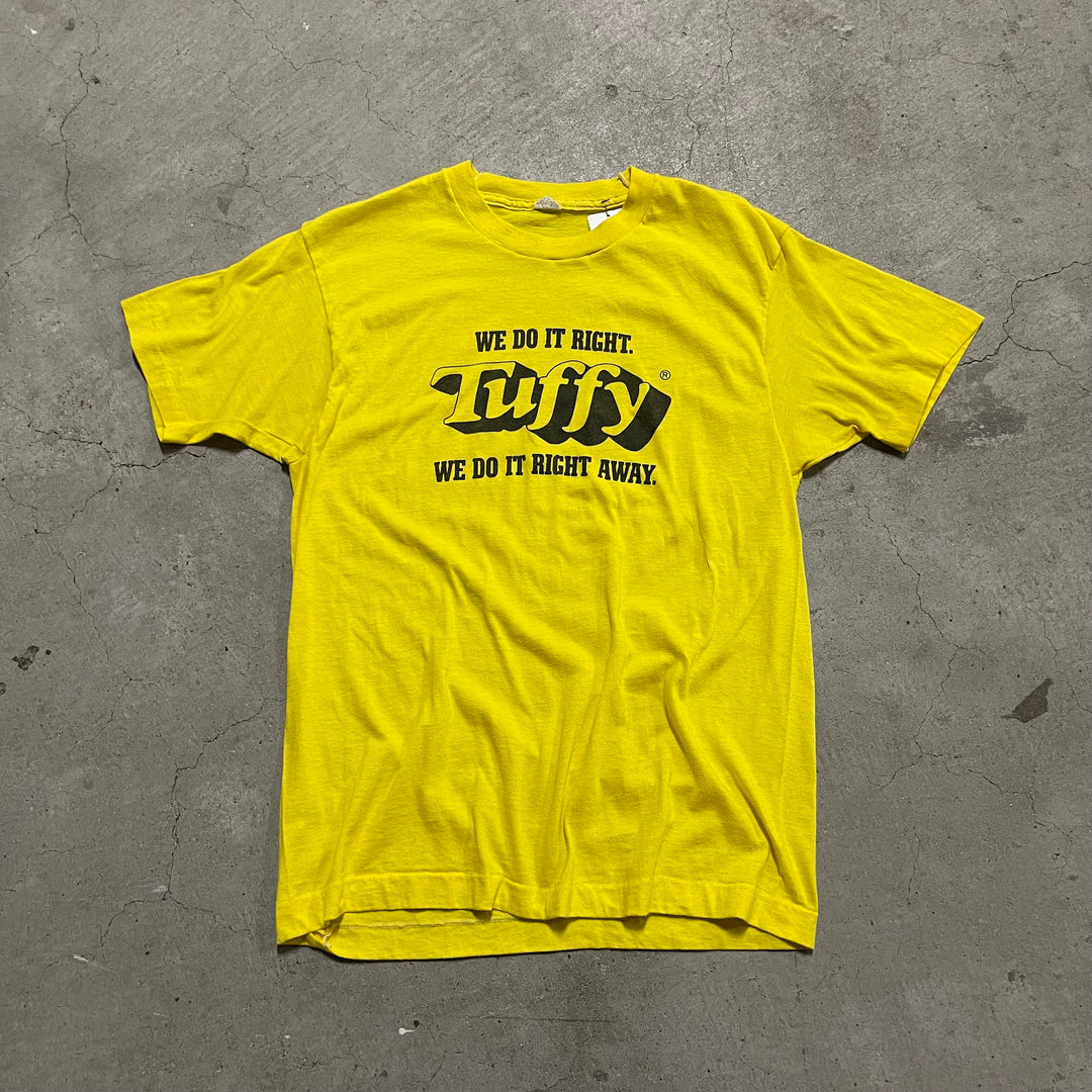 미국 80 년대 스크린 스타/Tuffy/빈티지 싱글 스티치 프린트 티셔츠/크기 L에서 만든 빈티지 의류