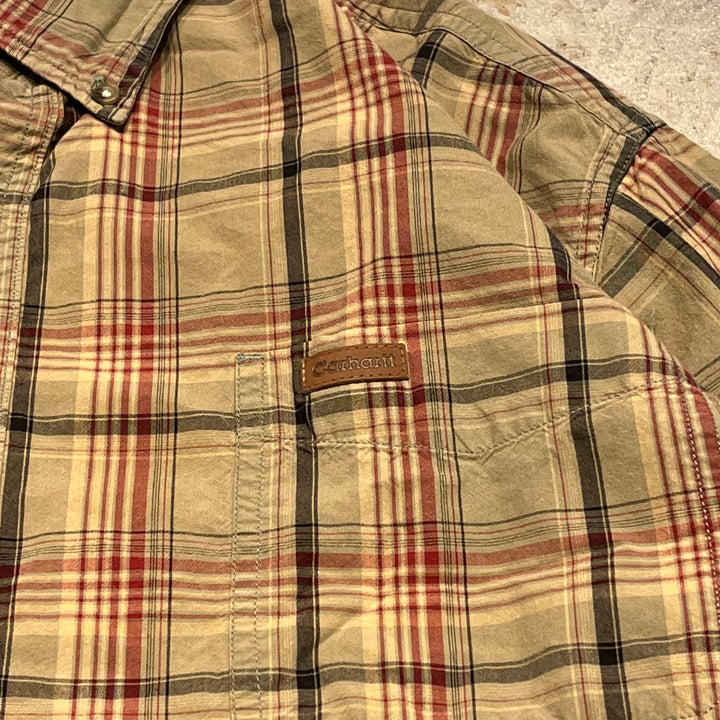 #4364 Used clothing Carhartt/Long Sleeve Button Down Shirt/Check/Size XL