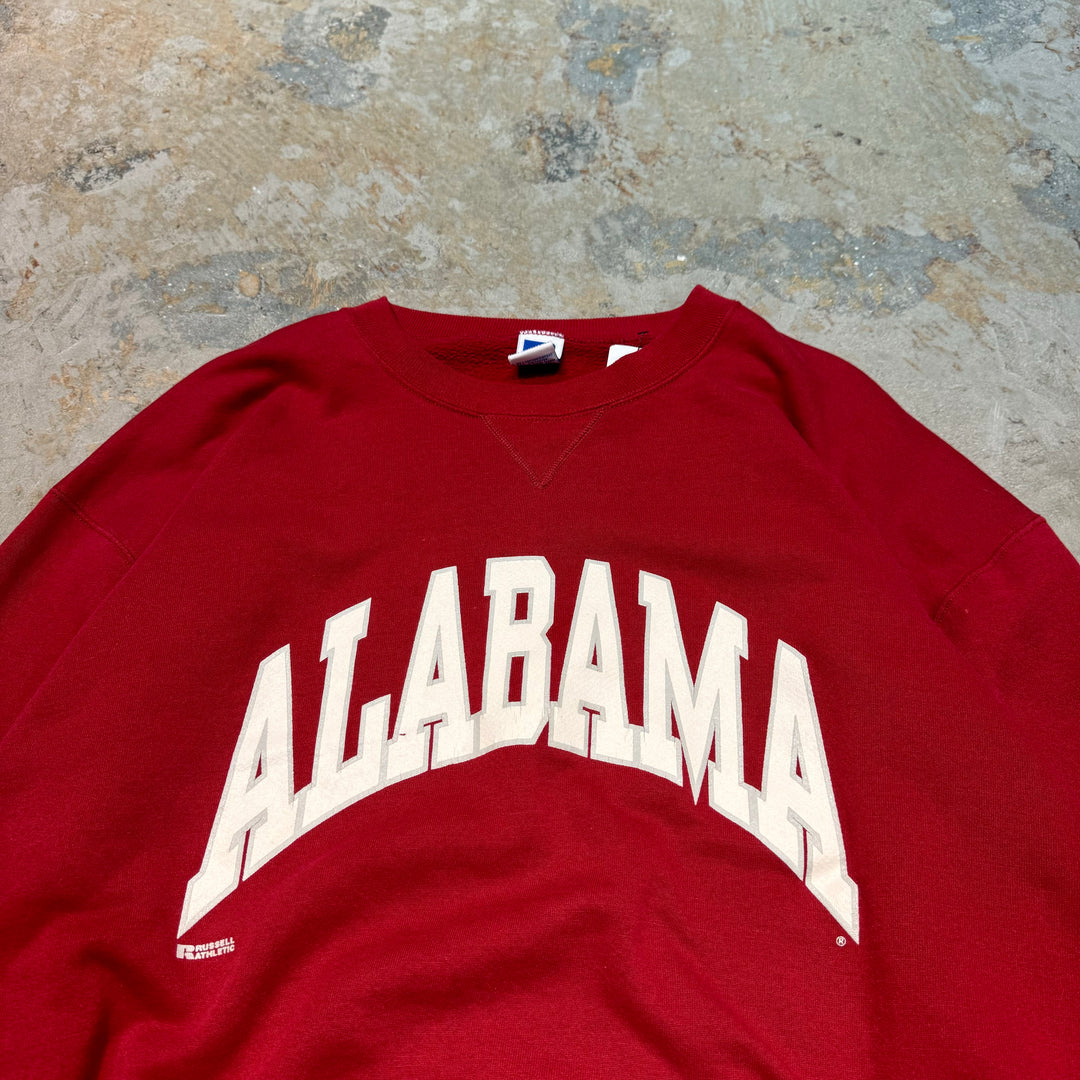 Used clothing Made in USA 80's~ RUSSELL ATHLETIC/ Russell Athletic/ Crew neck sweatshirt/ College logo/ Alabama/ Front V gusset/ Size XXL
