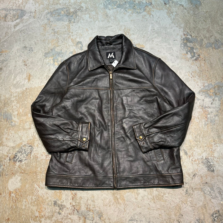 중고 의류 usavintage/zip-up 가죽 자켓/크기 XL