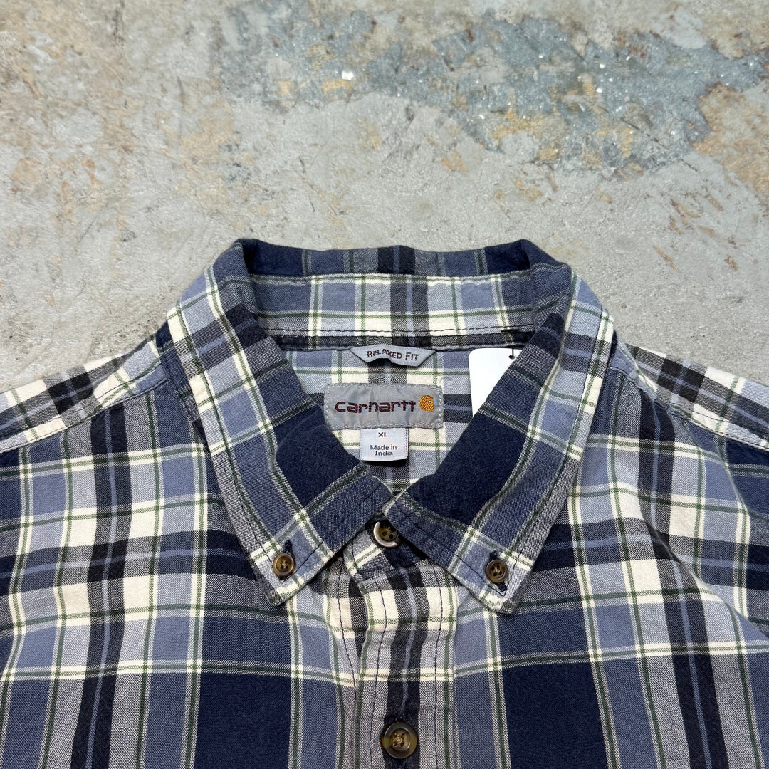 Used clothing carhartt/Carhartt/Button-down short sleeve shirt/Checked pattern/Size XL