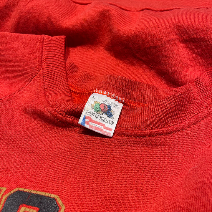 #4146 古着 90's FRUIT OF THE LOOM/フルーツオブザルーム/Crew Neck Sweat Shirts/クルーネックスウェット/ラグランスリーブ/MADE IN USA/CHICAGO BLACKHAWKS/サイズL