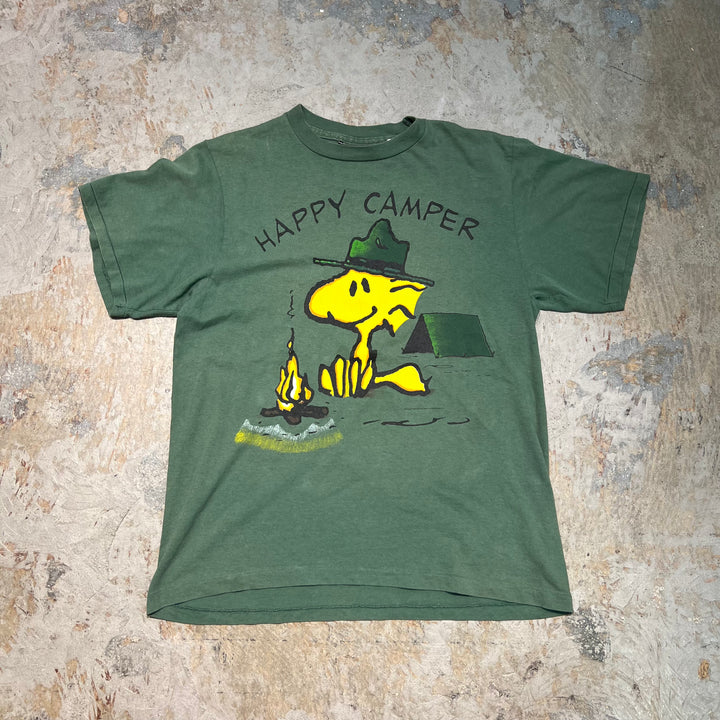 古着 スヌーピー/ハッピーキャンパー/ヴィンテージ シングルステッチプリントTシャツ/サイズL