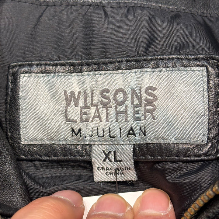 古着 WILSONS LEATHER/ ウィルソンズレザー/ 本革ジップアップレザージャケット/ 牛革/ サイズXL