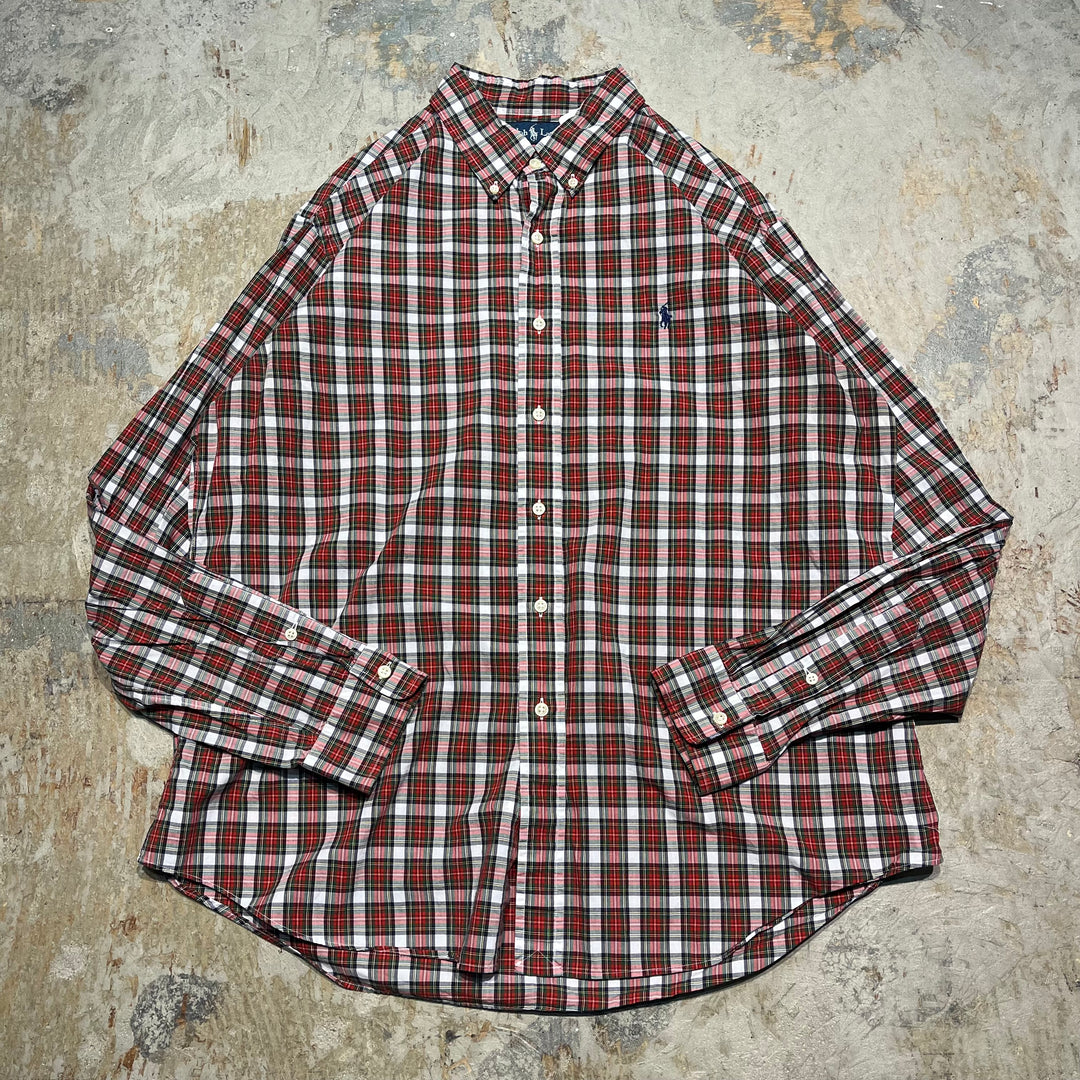 #4411 Used clothing Ralph Lauren/Long Sleeve Button Down Shirt/Long Sleeve Button Down Shirt/Checked Plaid/Size XL