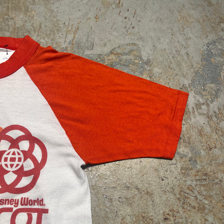 #4800 古着 ディズニー•ワールドリゾート•エプコット/ヴィンテージ シングルステッチ•ラグラン半袖Tシャツ/サイズM相当