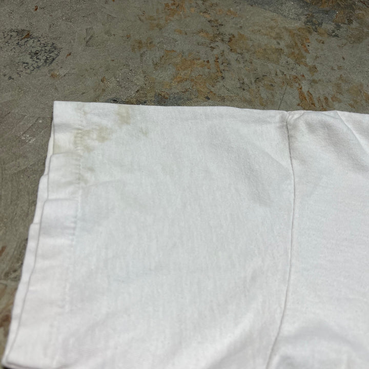 古着 89's JIM BENTON/ジム・ベントン/MR.OUTDOORMAN/イラスト/ヴィンテージ シングルステッチ プリントTシャツ/サイズL相当