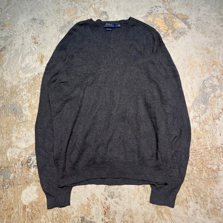 #3703古着/ラルフローレン/POLObyRalphLauren/コットンニット/Cottonknit/Vネック/サイズL
