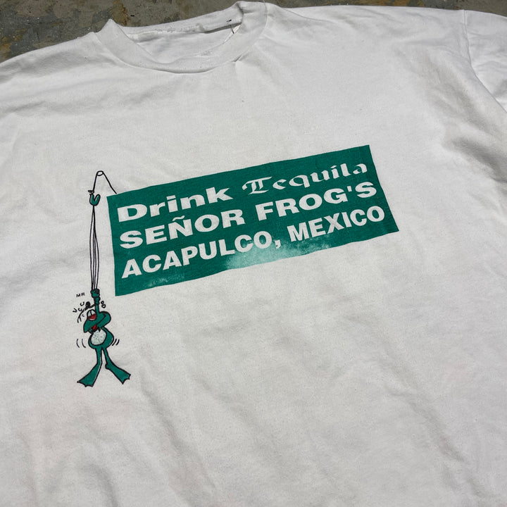 古着 90's セニョールフロッグス/テキーラ/カエル/アカプルコ メキシコ/ヴィンテージ シングルステッチプリントTシャツ/サイズL相当