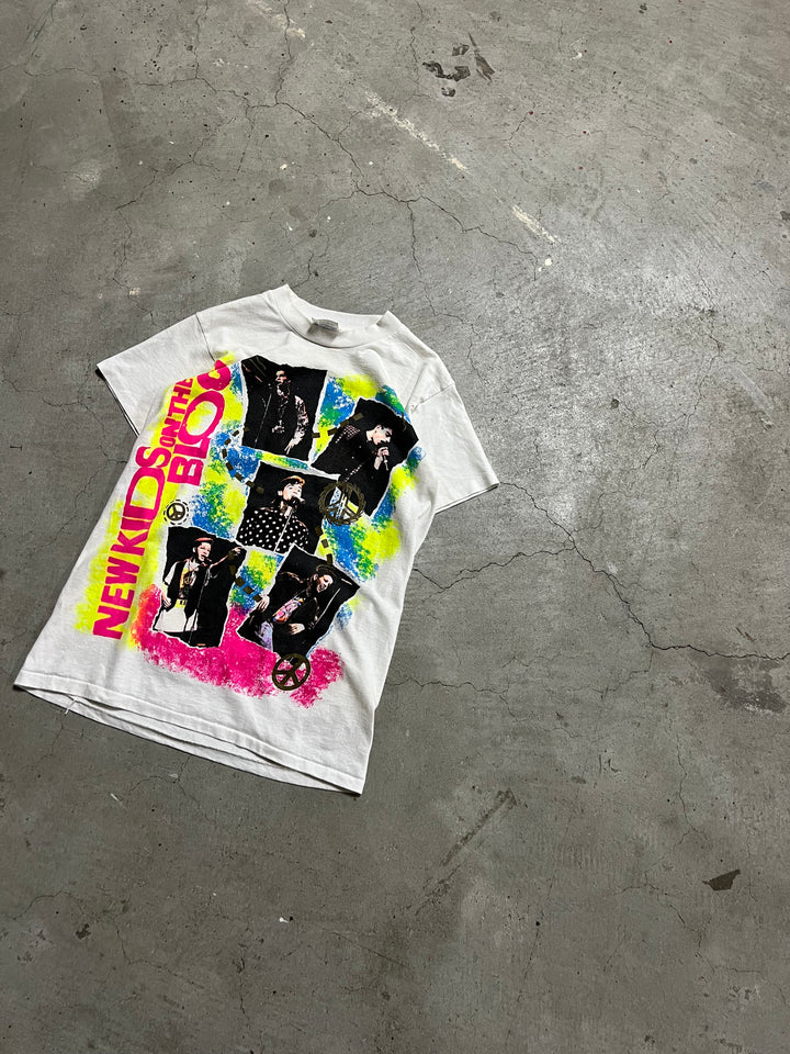 #MA62 古着 USA製 89's~ ヘインズ/ニュー・キッズ・オン・ザ・ブロック/ヴィンテージ シングルステッチ プリント Tシャツ/サイズS